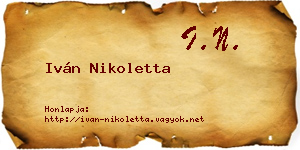 Iván Nikoletta névjegykártya